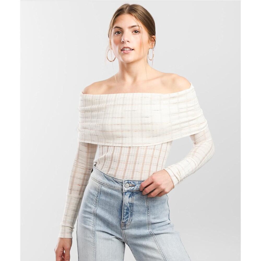 We The Free Snowbunny Girlfriend Ribbed‎ Top Women's XLarge Ivory Long Sleeve